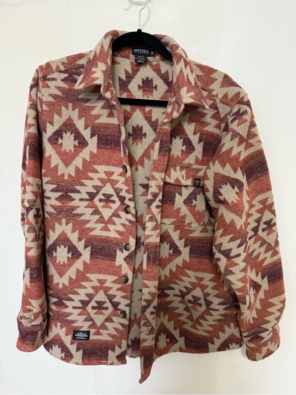 NOTICE Native Pattern Shacket Jacket - Rust & Cream